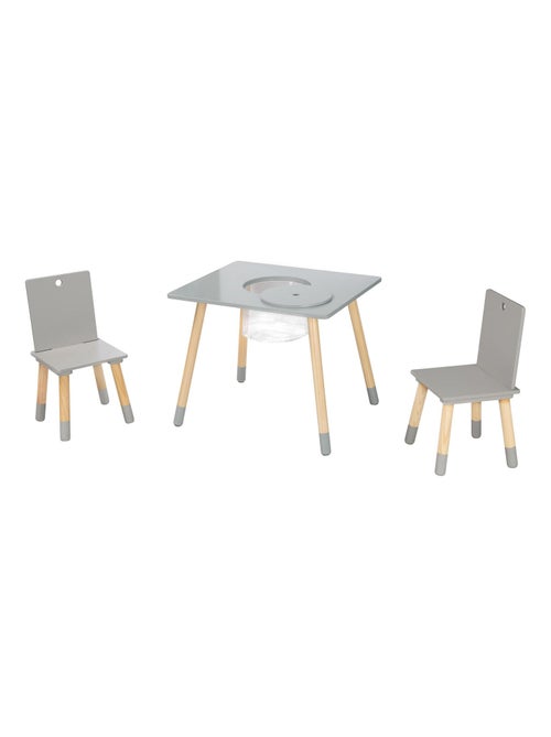 Set 2 sedie e tavolo per bambini con rete portaoggetti in legno – design scandinavo "Roba" - Kiabi