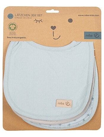 Set 3 bavaglini regolabili in cotone bio - ROBA 'Lil Planet'