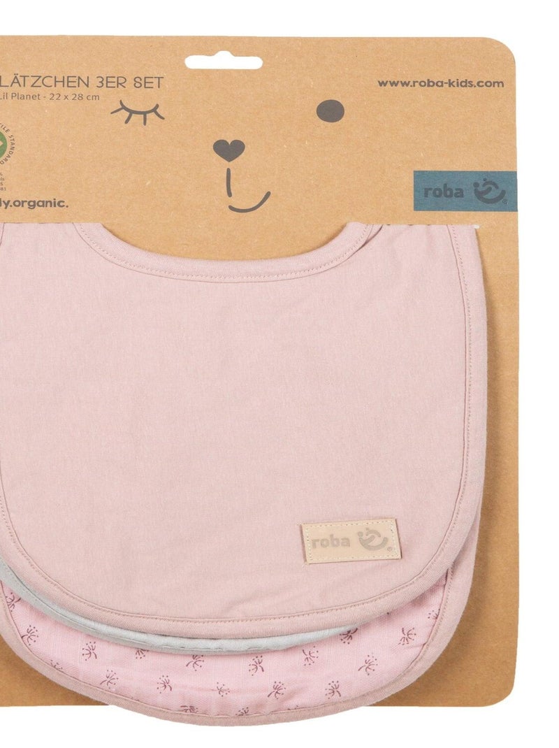 Set 3 bavaglini regolabili in cotone bio - ROBA 'Lil Planet' Grigio rosa - Kiabi