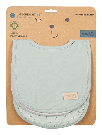 Set 3 bavaglini regolabili in cotone bio - ROBA 'Lil Planet'