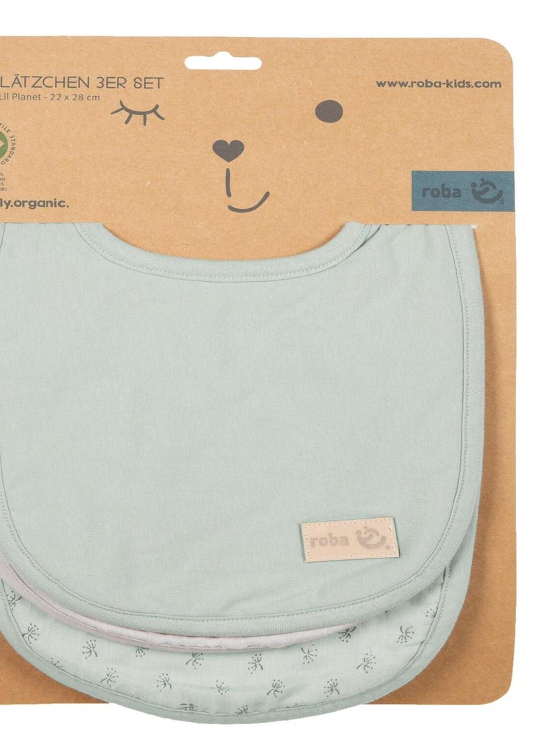 Set 3 bavaglini regolabili in cotone bio - ROBA 'Lil Planet' Grigio verde chiaro - Kiabi