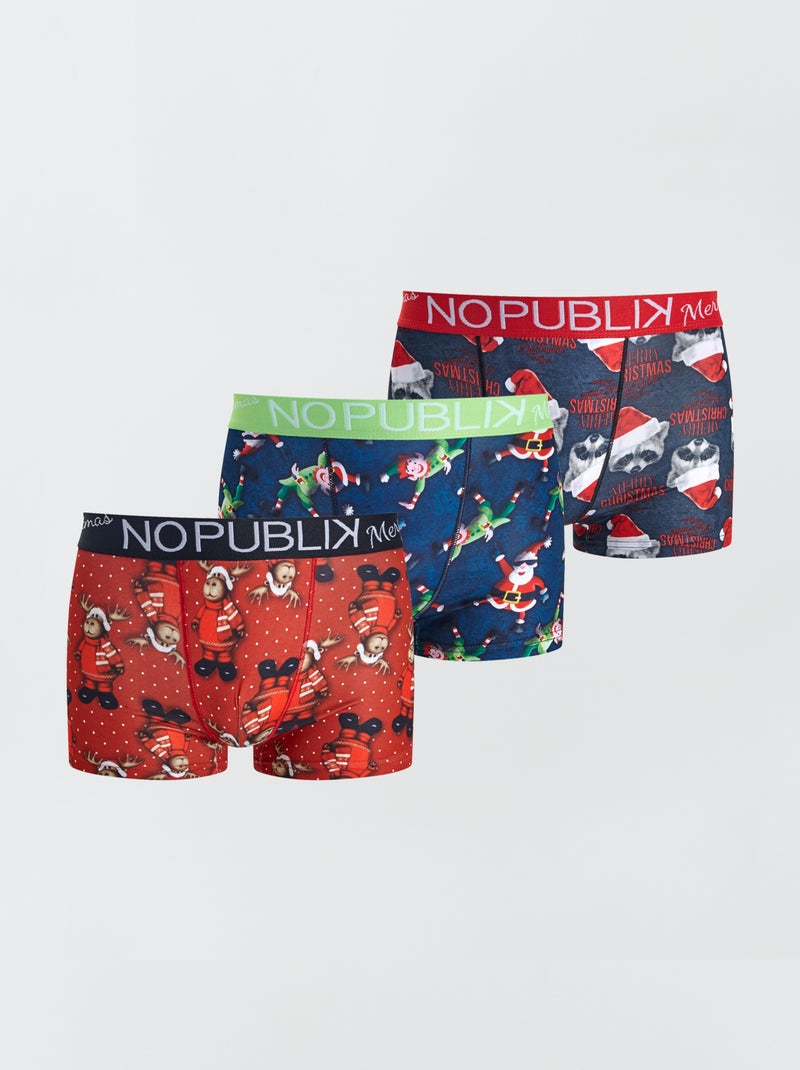Set 3 boxer 'No Publik' stampa 'Natale ' BEIGE - Kiabi