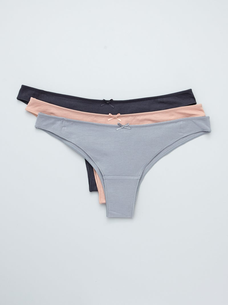 Set 3 brasiliane cotone stretch BLU - Kiabi