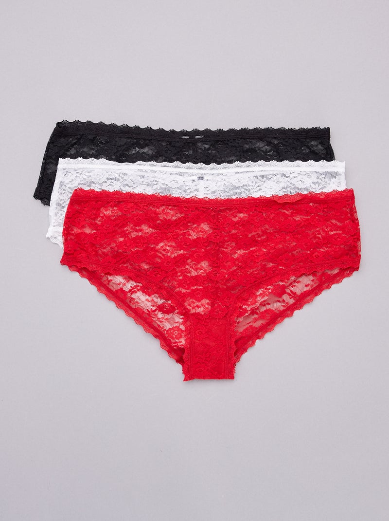 Set 3 culotte pizzo ROSSO - Kiabi