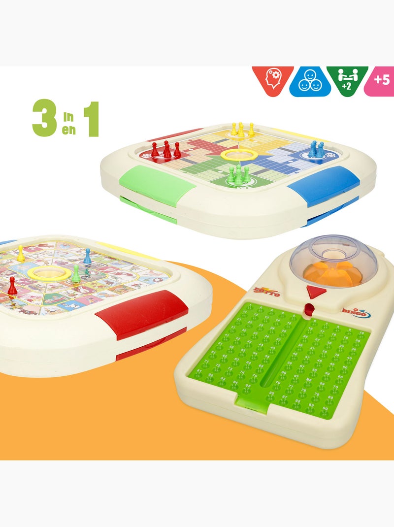 Set 3 giochi da tavolo: parcheesi, oca e bingo giochi cb N/D - Kiabi