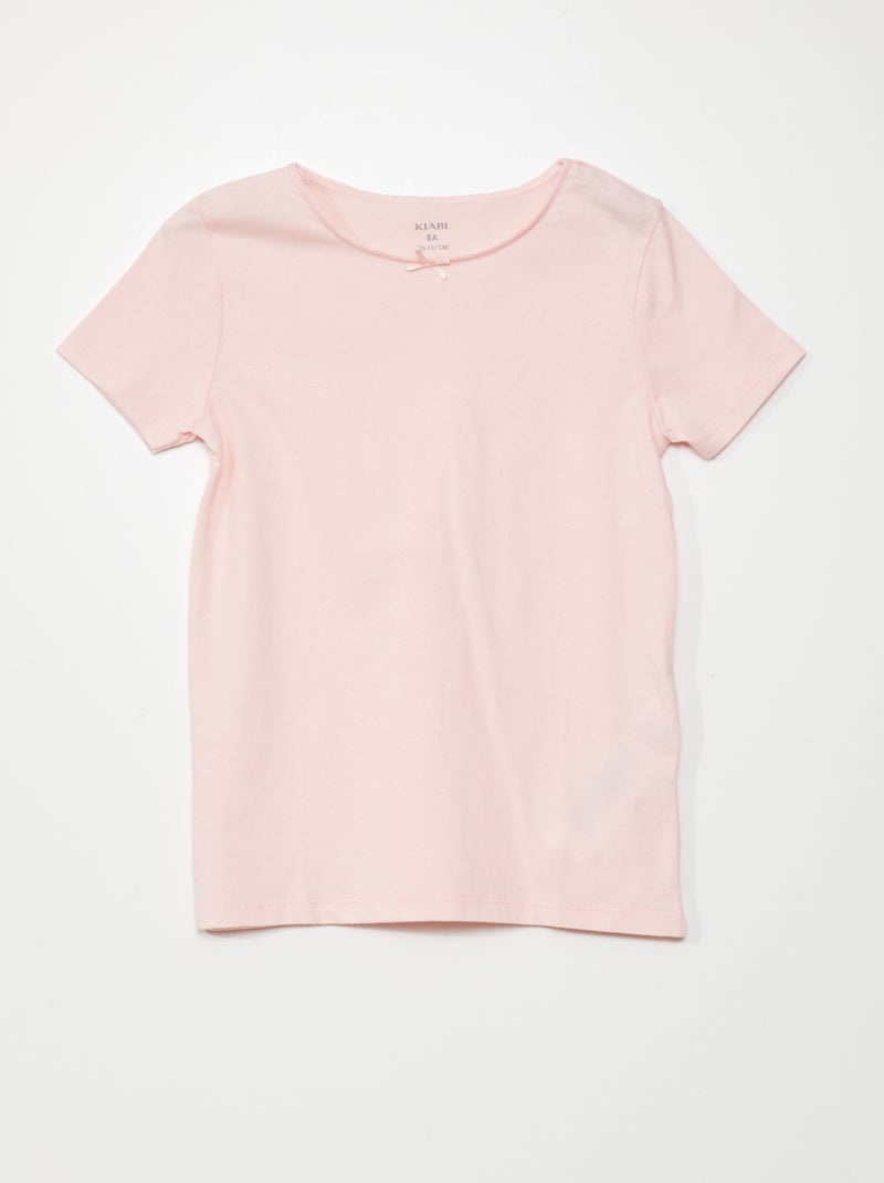 Set 3 magliette tinta unita bianco/rosa - Kiabi