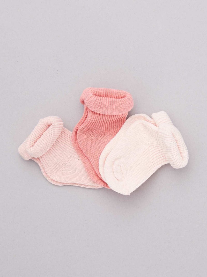 Set 3 paia calzini cotone bio ROSA - Kiabi