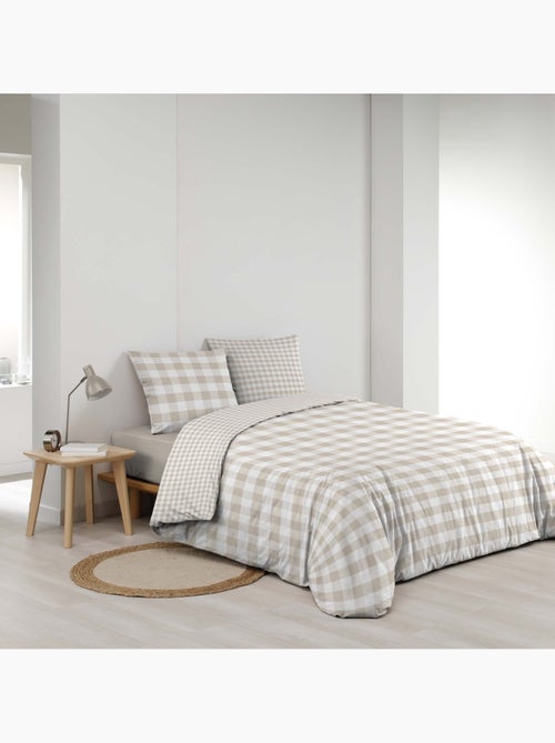 Set 3 pezzi di biancheria da letto in cotone a quadretti, copertina + federe - Kiabi
