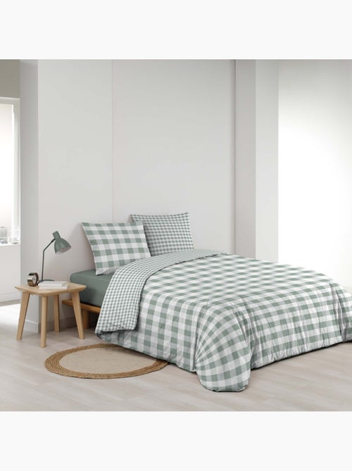 Set 3 pezzi di biancheria da letto in cotone a quadretti, copertina + federe - Kiabi