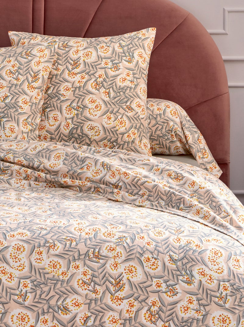 Set 3 pezzi di biancheria da letto in flanella con fogliame + federe Grigio - Kiabi