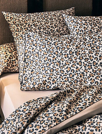Set 3 pezzi di biancheria da letto in percalle di cotone con stampa leopardo
