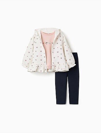 Set 3 pezzi in cotone con stampa floreale