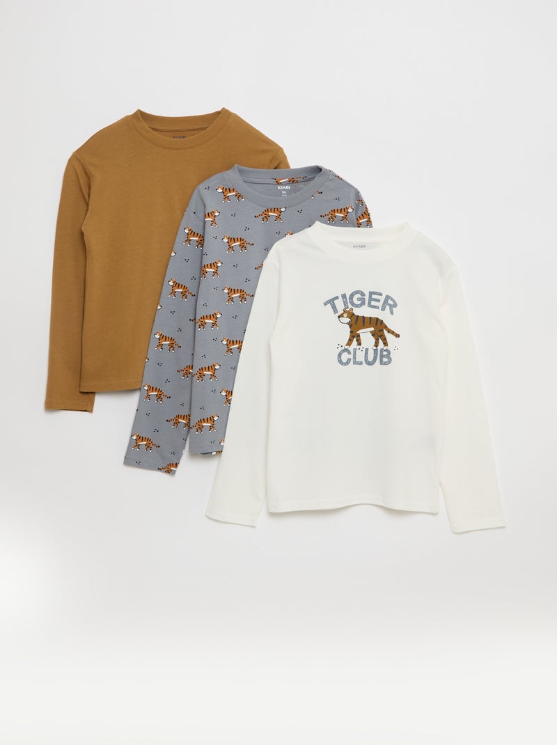 Set 3 T-shirt stampate Beige - Kiabi