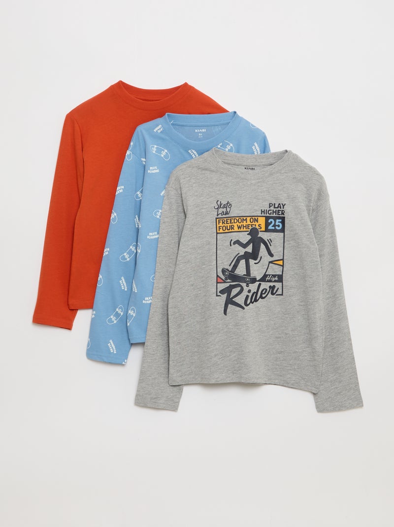 Set 3 T-shirt stampate Grigio - Kiabi