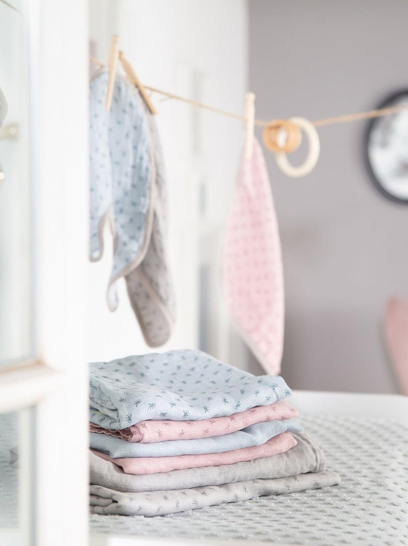 Set 3 teli muslin in cotone bio – ROBA "Lil Planet" Grigio - Kiabi