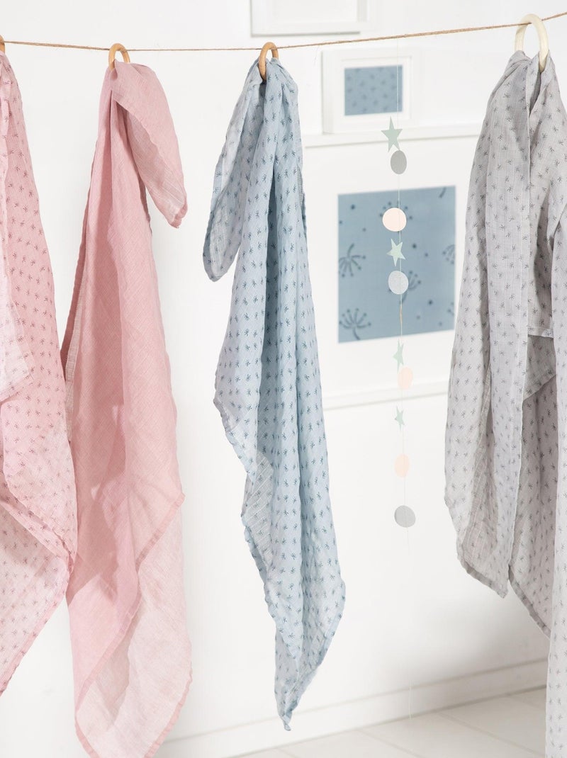 Set 3 teli muslin in cotone bio – ROBA "Lil Planet" Grigio - Kiabi