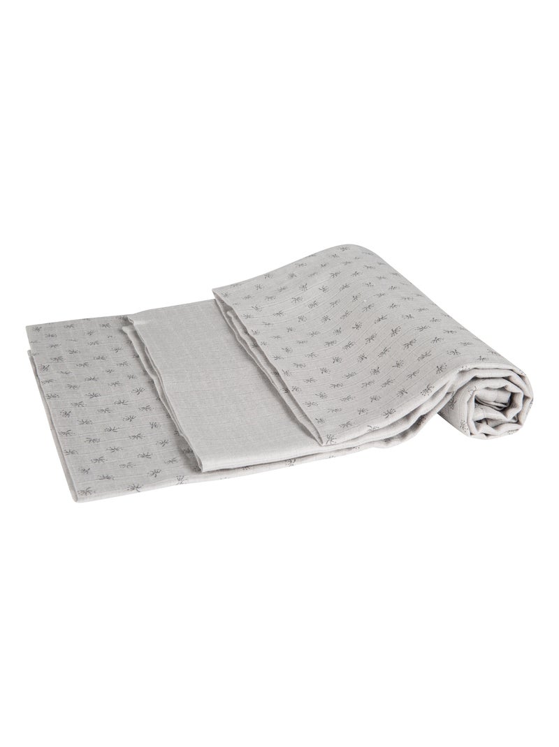 Set 3 teli muslin in cotone bio – ROBA "Lil Planet" Grigio - Kiabi
