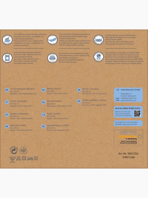 Set 3 teli muslin in cotone bio – ROBA "Lil Planet" - Kiabi