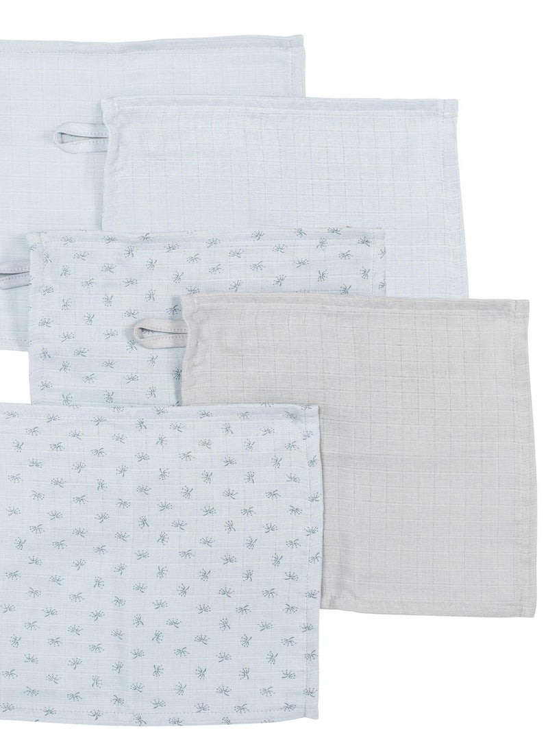 Set 5 guanti da bagno in cotone bio Oeko‑Tex – ROBA 'Lil Planet' Grigio blu cielo - Kiabi