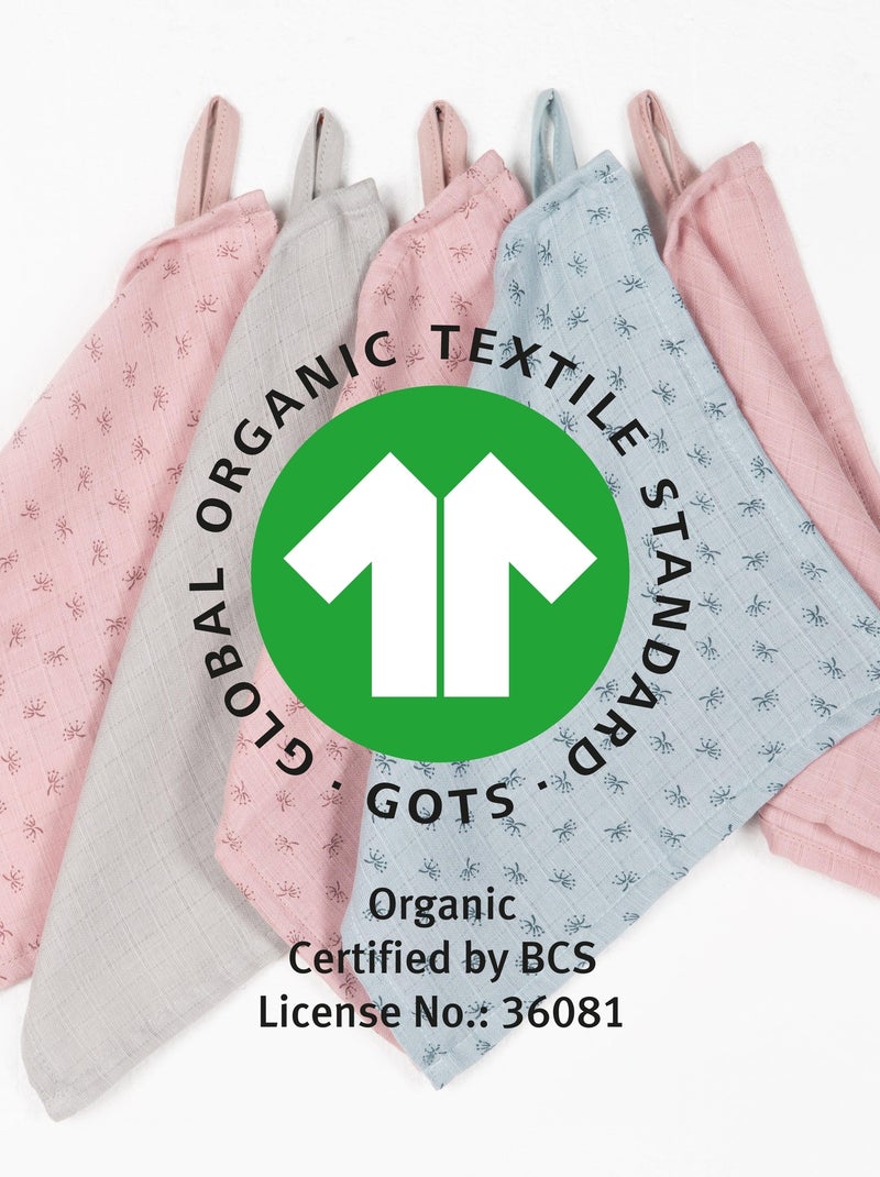 Set 5 guanti da bagno in cotone bio Oeko‑Tex – ROBA 'Lil Planet' Grigio blu cielo - Kiabi