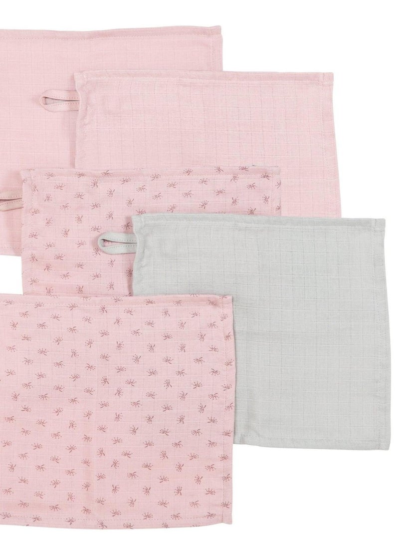 Set 5 guanti da bagno in cotone bio Oeko‑Tex – ROBA 'Lil Planet' Grigio rosa - Kiabi