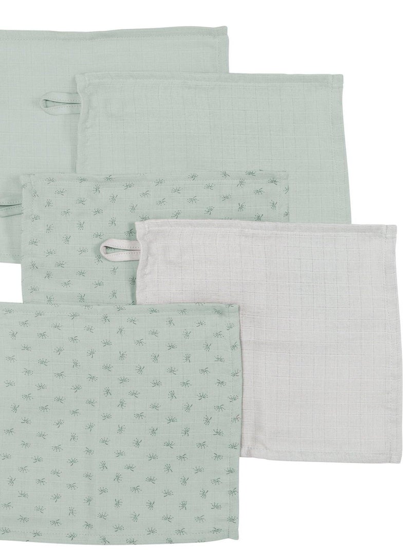 Set 5 guanti da bagno in cotone bio Oeko‑Tex – ROBA 'Lil Planet' Grigio verde chiaro - Kiabi