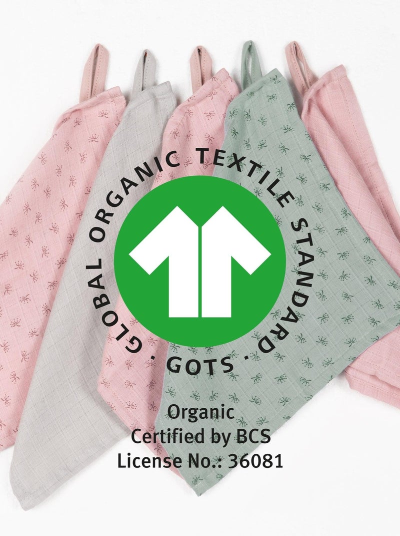 Set 5 guanti da bagno in cotone bio Oeko‑Tex – ROBA 'Lil Planet' Grigio verde chiaro - Kiabi