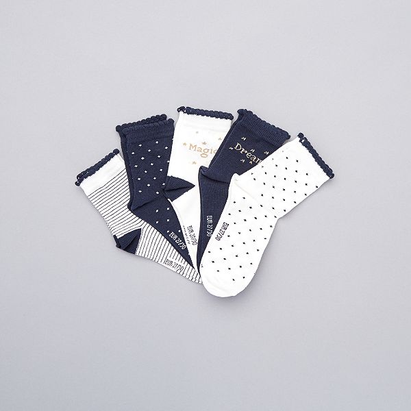 Set 5 Paia Calzini Lunghi Bambina 3 12 Anni Bianco Kiabi 6 00