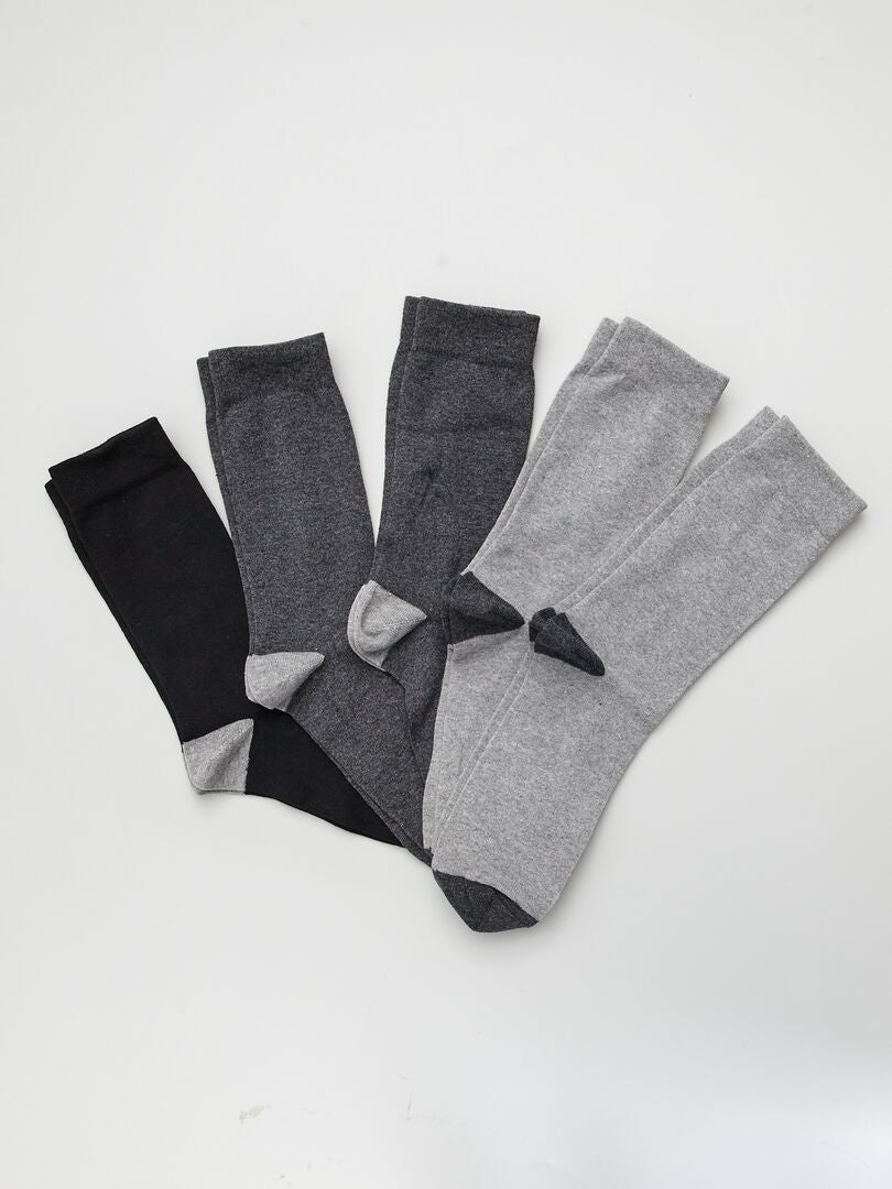 Set 5 paia di calzini bicolore grigio/nero - Kiabi