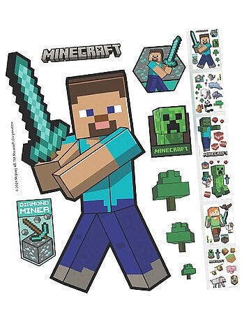 Set 6 fogli di adesivi murali removibili "Roba" – Minecraft