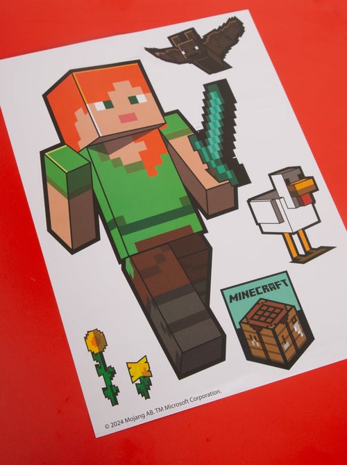 Set 6 fogli di adesivi murali removibili "Roba" – Minecraft - Kiabi
