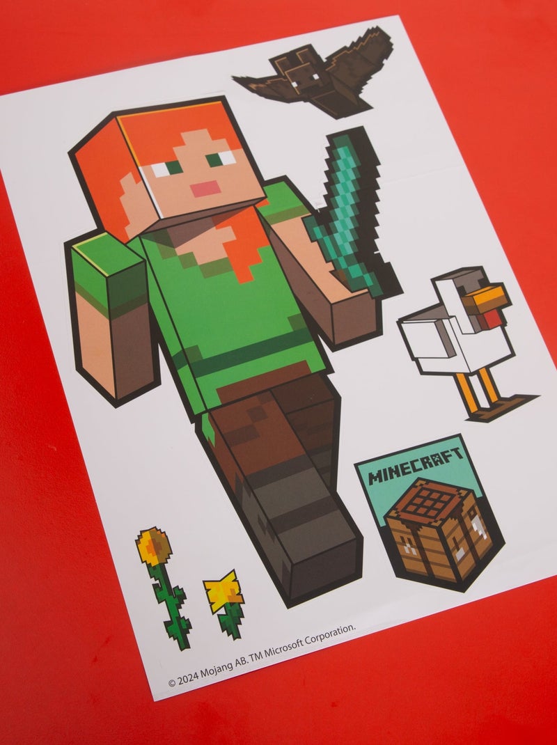 Set 6 fogli di adesivi murali removibili "Roba" – Minecraft Multicolore - Kiabi