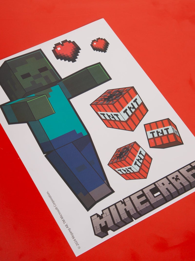 Set 6 fogli di adesivi murali removibili "Roba" – Minecraft Multicolore - Kiabi