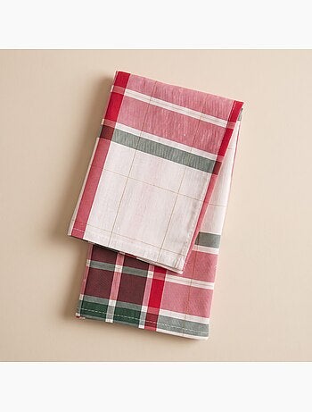 Set 6 tovaglioli natale tartan, tessuti, filo dorato, cotone - gamusi.