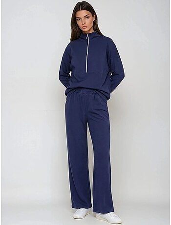 Set a due pezzi modal touch a gamba ampia con colletto con zip collezione bersan hiccup