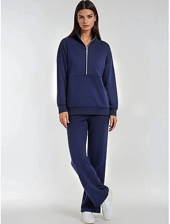 Set a due pezzi modal touch a gamba ampia con colletto con zip collezione bersan hiccup