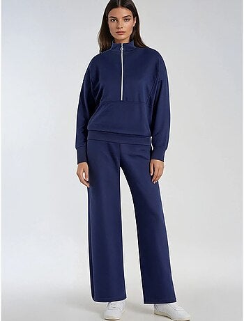 Set a due pezzi modal touch a gamba ampia con colletto con zip collezione bersan hiccup