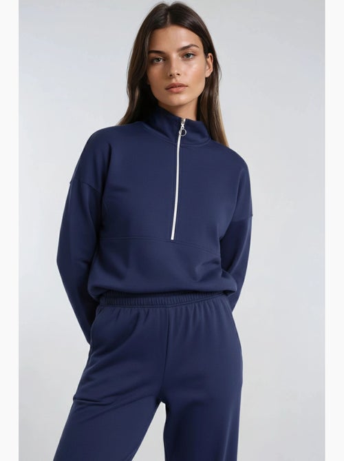Set a due pezzi modal touch a gamba ampia con colletto con zip collezione bersan hiccup - Kiabi Set a due pezzi modal touch a gamba ampia con colletto con zip collezione bersan hiccup - Kiabi