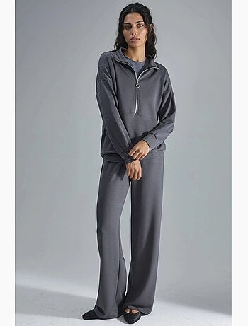 Set a due pezzi modal touch a gamba ampia con colletto con zip collezione bersan hiccup