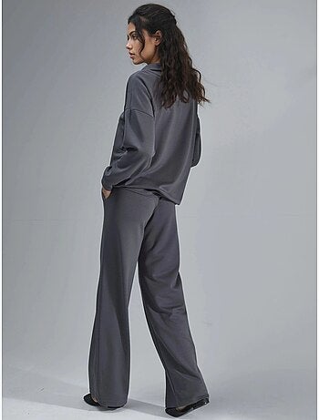 Set a due pezzi modal touch a gamba ampia con colletto con zip collezione bersan hiccup