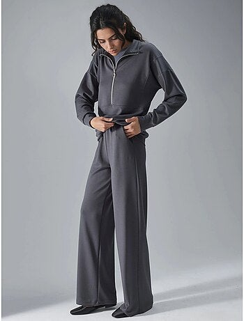 Set a due pezzi modal touch a gamba ampia con colletto con zip collezione bersan hiccup