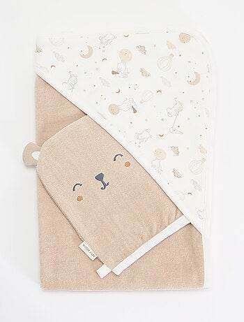 Set accappatoio a poncho + guanti - 2 pezzi