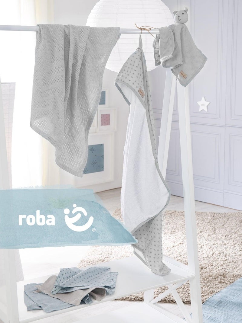 Set accappatoio bebè + 5 guantini + asciugamano + doudou in cotone bio "Roba Lil Planet" Grigio - Kiabi
