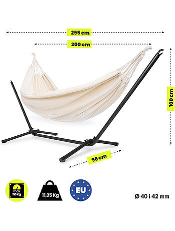 Set amaca da giardino HyperMotion con struttura in acciaio – Beige stile bohémien