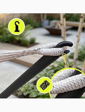 Set amaca da giardino HyperMotion con struttura in acciaio – Beige stile bohémien