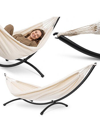 Set amaca da giardino HyperMotion con supporto metallico ad arco – Beige e nero