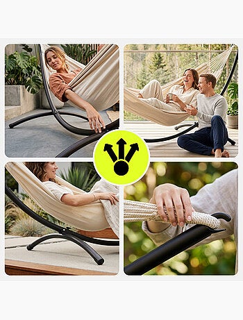 Set amaca da giardino HyperMotion con supporto metallico ad arco – Beige e nero