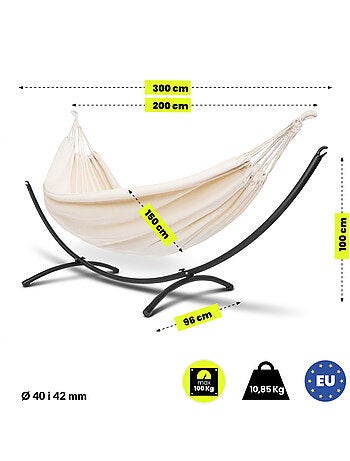 Set amaca da giardino HyperMotion con supporto metallico ad arco – Beige e nero