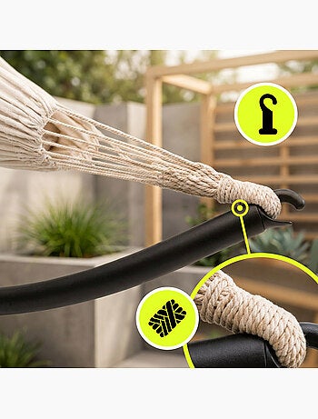 Set amaca da giardino HyperMotion con supporto metallico ad arco – Beige e nero