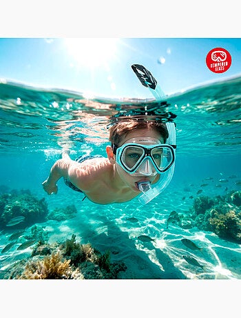 Set aqua sport con maschera di cristallo e tubo in silicone +12 anni